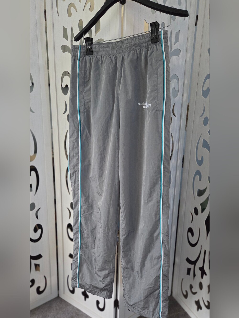 Dua Lipa Radical Optimism Tour Track Pants XS Grey Nylon Windbreaker Pants Nwot